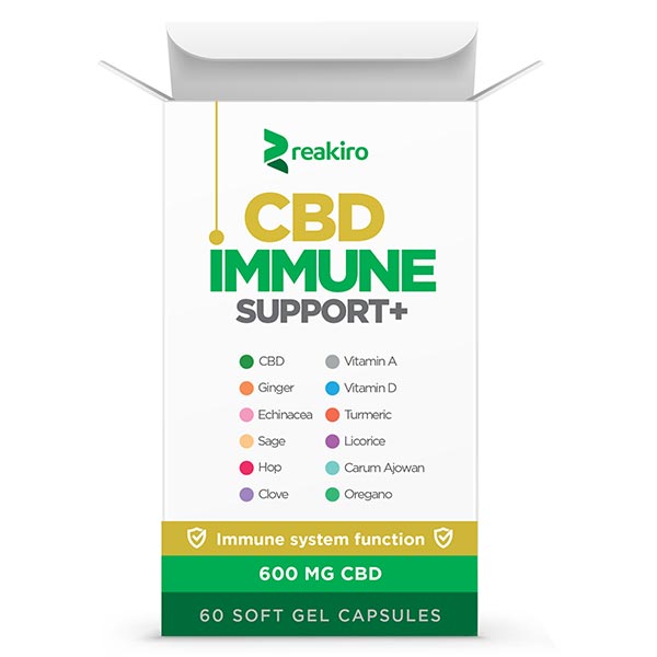 Reakiro Immune Support + 600 mg Full Spectrum CBD - 60 gel capsules