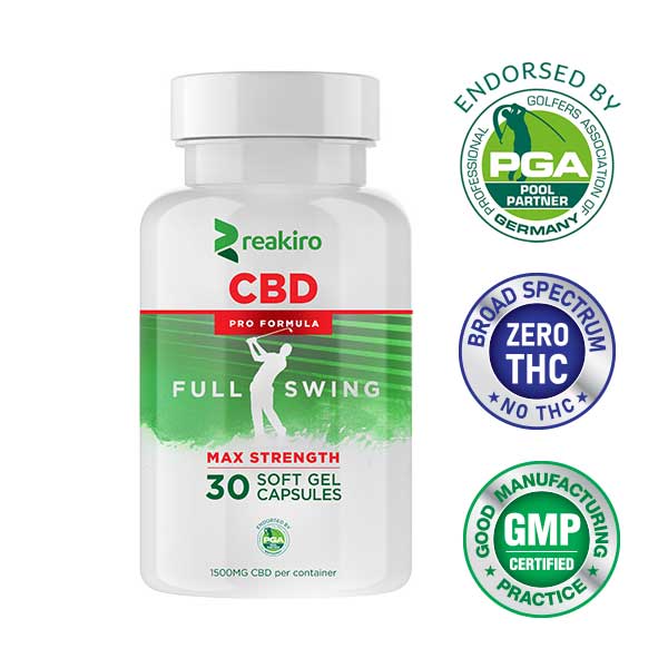 Reakiro - Golf Pro Formula - CBD oil - 30 gel capsules of 25 or 50 mg each